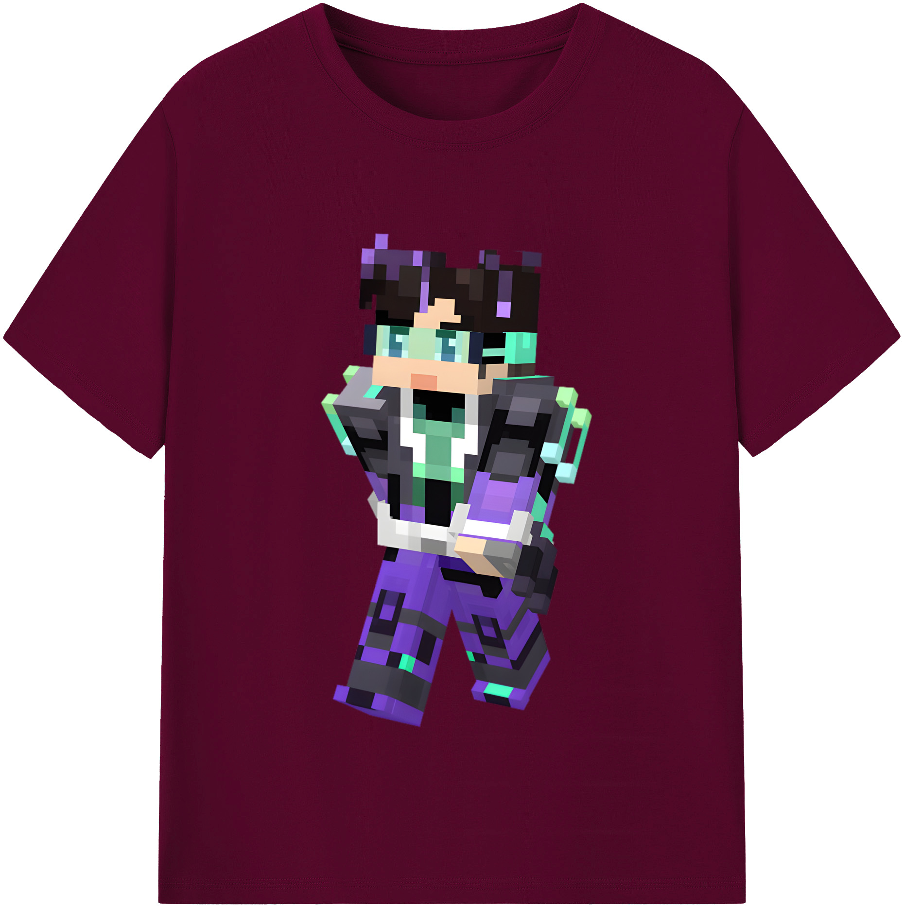 （画像用） マインクラフト ブロックの世界 Minecraft MC Block world レディースカジュアルプリントTシャツ（綿100％）